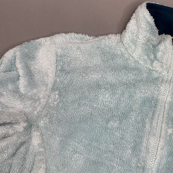 The North Face Women's Jacket Medium Teal Turquoise Fuzzy Plush Fleece ZipUp - Picture 2 of 13